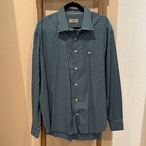 Masters by Peter Millar Teal Checkered Men's Shirt